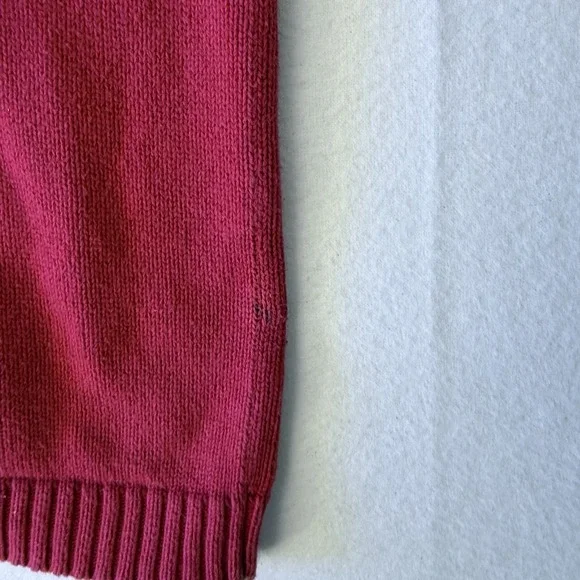 Tommy Hilfiger Y2K Knit Hoodie Sweater Spellout Red Cotton L - Picture 5 of 8